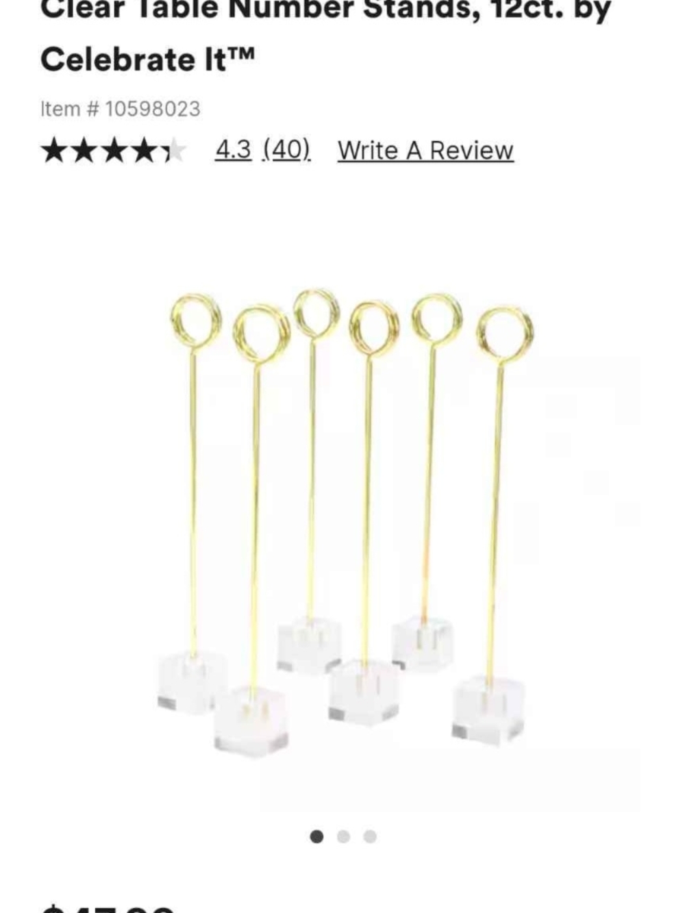 Clear Acrylic Table Number Stands with Gold Holder (Set of 6)